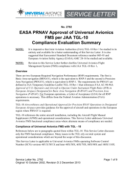 EASA PRNAV Approval of Universal Avionics FMS per JAA TGL