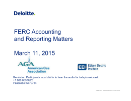 FERC Accounting and Reporting Matters March 11, 2015