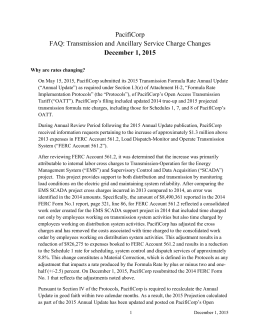 PacifiCorp FAQ: Transmission and Ancillary Service Charge