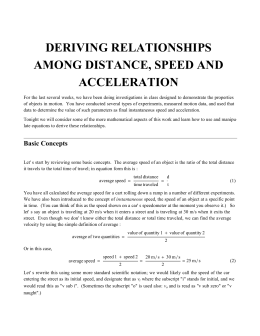 deriving relationships among distance, speed and acceleration