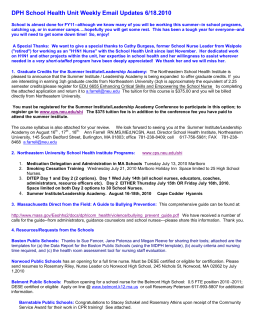 DPH School Health Unit Weekly Email Updates 6/18.2010