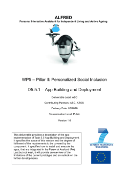 ALFRED WP5 – Pillar II: Personalized Social Inclusion D5.5.1 – App