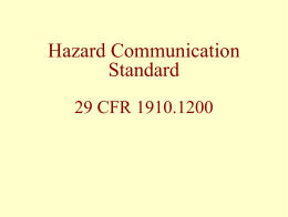 Hazard Communication Standard 29 CFR 1910.1200