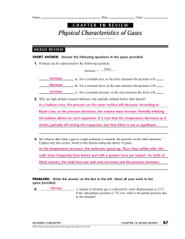 Physical Characteristics of Gases - Mrs. Della