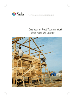 One Year of Post Tsunami Work – What Have We Learnt?