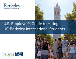 U.S. Employer`s Guide to Hiring UC Berkeley International Students