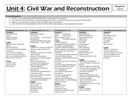 Unit 4: Civil War and Reconstruction Chapters: