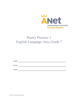 Poetry Practice 1 English Language Arts, Grade 7
