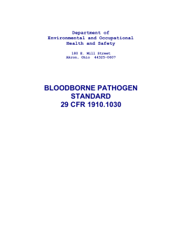 BLOODBORNE PATHOGEN STANDARD 29 CFR 1910.1030