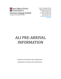 ALI Pre-Arrival Information - American Language Institute