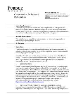 Compensation for Research Participation