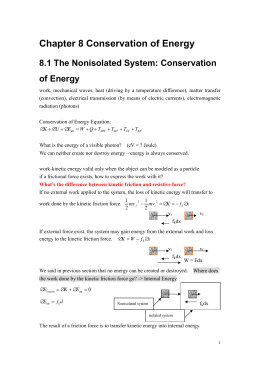Chapter 8 Conservation of Energy