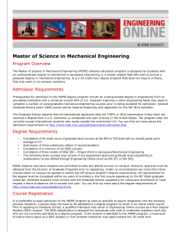 Master of Science in Mechanical - Engineering Online