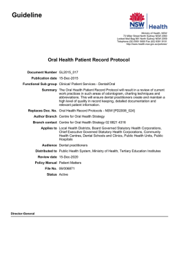 Oral Health Patient Record Protocol