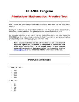 ESP/CHANCE Mathematics Admission Practice Test