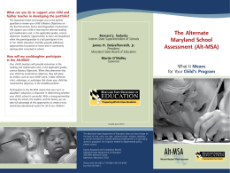 Alt-MSA - MSDE Home - Maryland State Department of Education