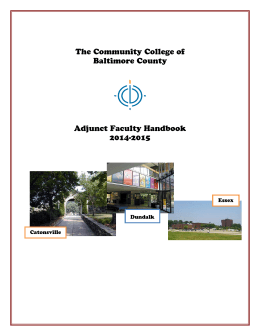 Adjunct faculty handbook - Community College of Baltimore County