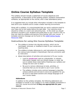 Online Course Syllabus Template - UWSP