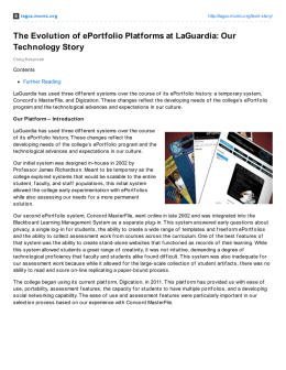 The Evolution of ePortfolio Platforms at LaGuardia: Our Technology