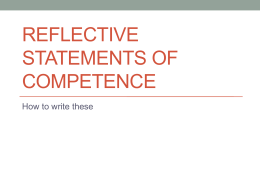 Reflective Statements of Competence