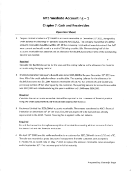 Intermediate Accounting — 1 Chapter 7: Cash and Receivables