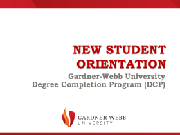 NEW STUDENT ORIENTATION - Gardner