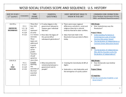 WCSD SOCIAL STUDIES SCOPE AND SEQUENCE: U.S. HISTORY
