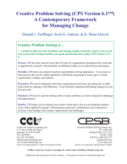 CPS Version 6.1 - The Creative Problem Solving Group, Inc.