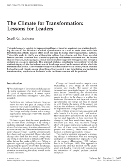 The Climate for Transformation: Lessons for Leaders