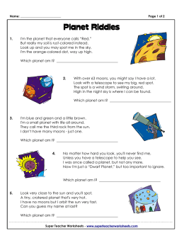 Planet Riddles - Super Teacher Worksheets