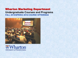 Wharton Marketing Department Undergraduate Courses and