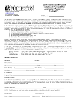 Deferred Payment Plan Application/Agreement