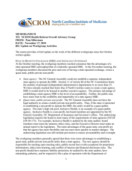NCIOM Update - North Carolina Institute of Medicine