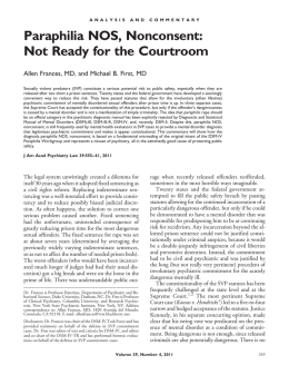 Paraphilia NOS, Nonconsent: Not Ready for the Courtroom