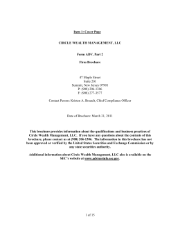 1 of 15 Item 1: Cover Page CIRCLE WEALTH MANAGEMENT, LLC