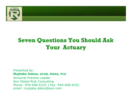 Seven Questions You Should Ask Your Actuary