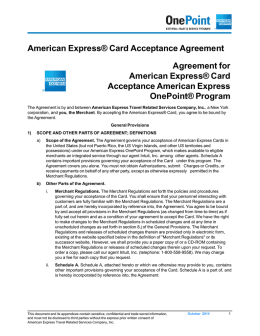 American Express® Card Acceptance Agreement