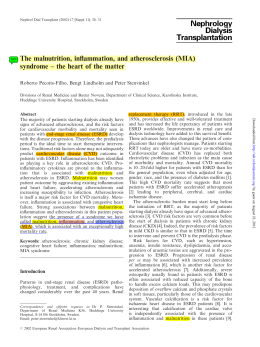 The malnutrition, inflammation, and atherosclerosis (MIA) syndrome
