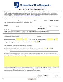 application for readmission