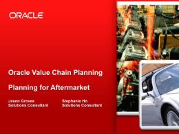 Oracle Value Chain Planning Planning for Aftermarket