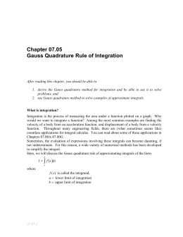 Chapter 07.05 Gauss Quadrature Rule of Integration