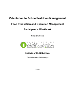 Food Production and Operation Management Participant`s Workbook