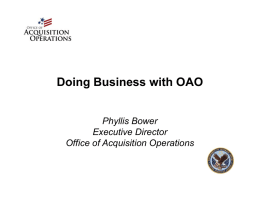 Doing Business with OAO
