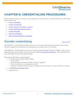 chapter 6: credentialing procedures