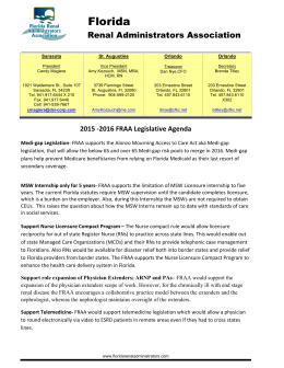 2016 Legislative Agenda - Florida Renal Administrators Association