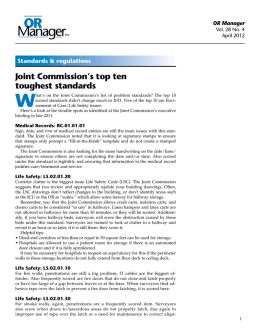 Joint Commission`s top ten toughest standards