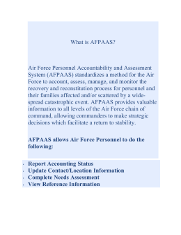 What is AFPAAS? Air Force Personnel Accountability and