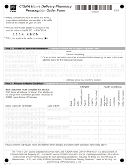 CIGNA Home Delivery Pharmacy Prescription Order Form