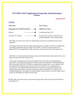 TX-UNPS CACFP Frequently Asked Questions