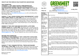 Greensheet 1st May 2014 Ahot! - Walthamstow School for Girls